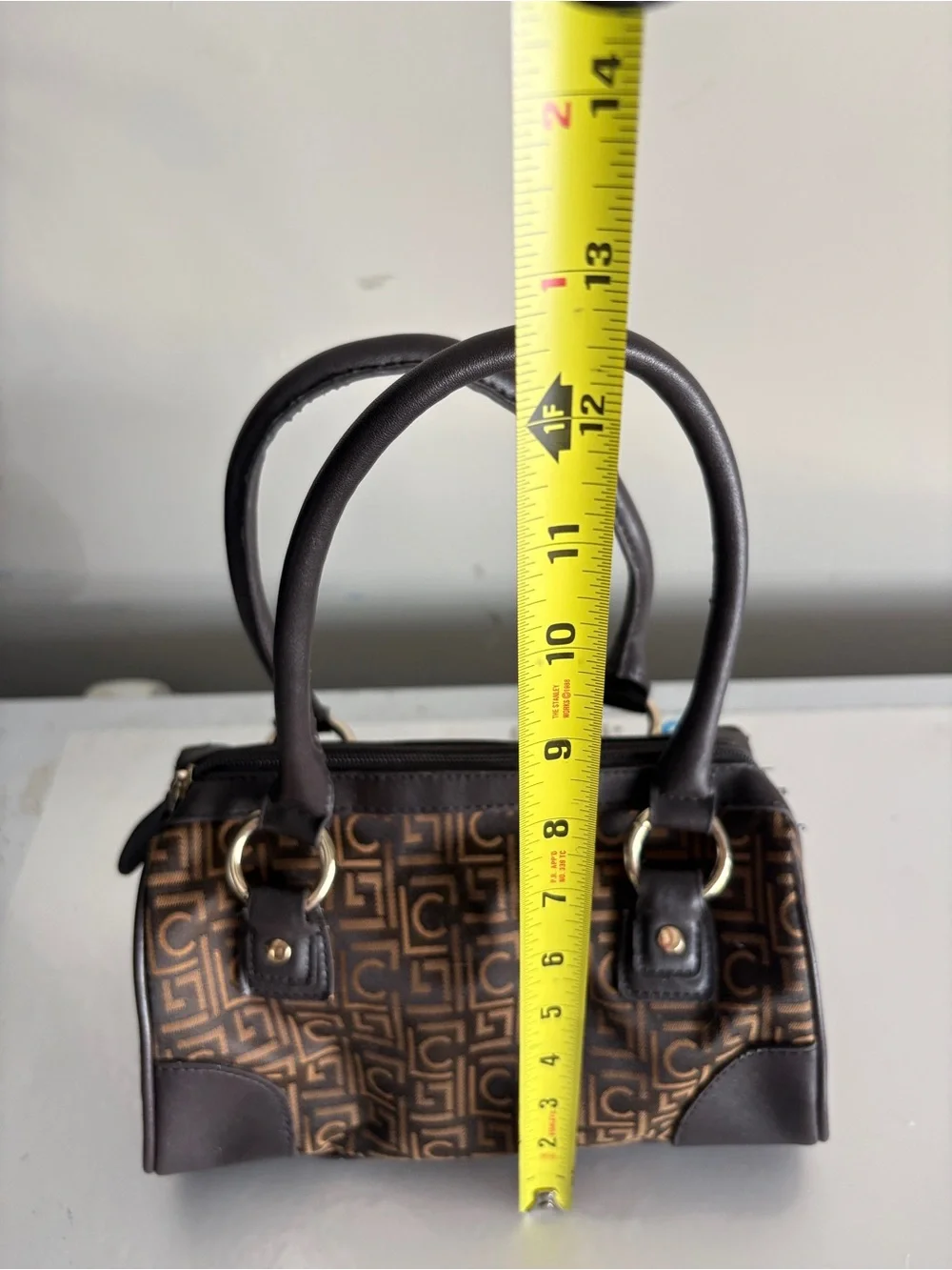 Liz Claiborne Brown Logo-Print Satchel with Dark Brown Trim